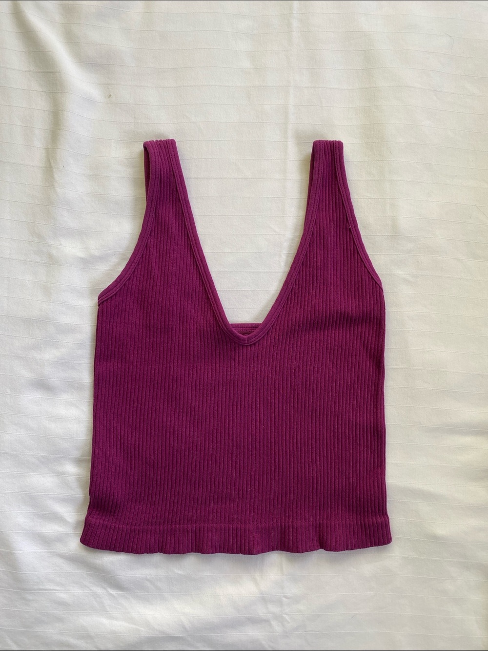 Intimately Free People Ribbed Deep V Tank in Plum